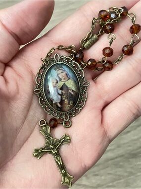 Antique Bronze-Tone Our Lady Of Mt. Carmel Car Rosary